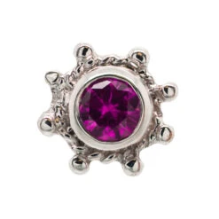 Indian Wheel Nostril Screw In Gold With Ruby -Body Vision Los Angeles 40252 BVLABodyVisionIndianWheelNostrilScrewinGoldwithRubySingle3mmWhiteGold2