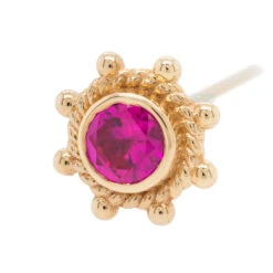 Indian Wheel Nostril Screw In Gold With Ruby