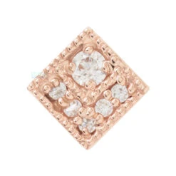 Endymion Square Nostril Screw In Gold With White CZs -Body Vision Los Angeles 40259 BodyVision BVLAEndymionSquareNostrilScrewinGoldwithWhiteCZsSingleRoseGold2