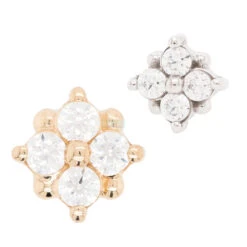 "Reema" Threaded End In Gold With White CZ's