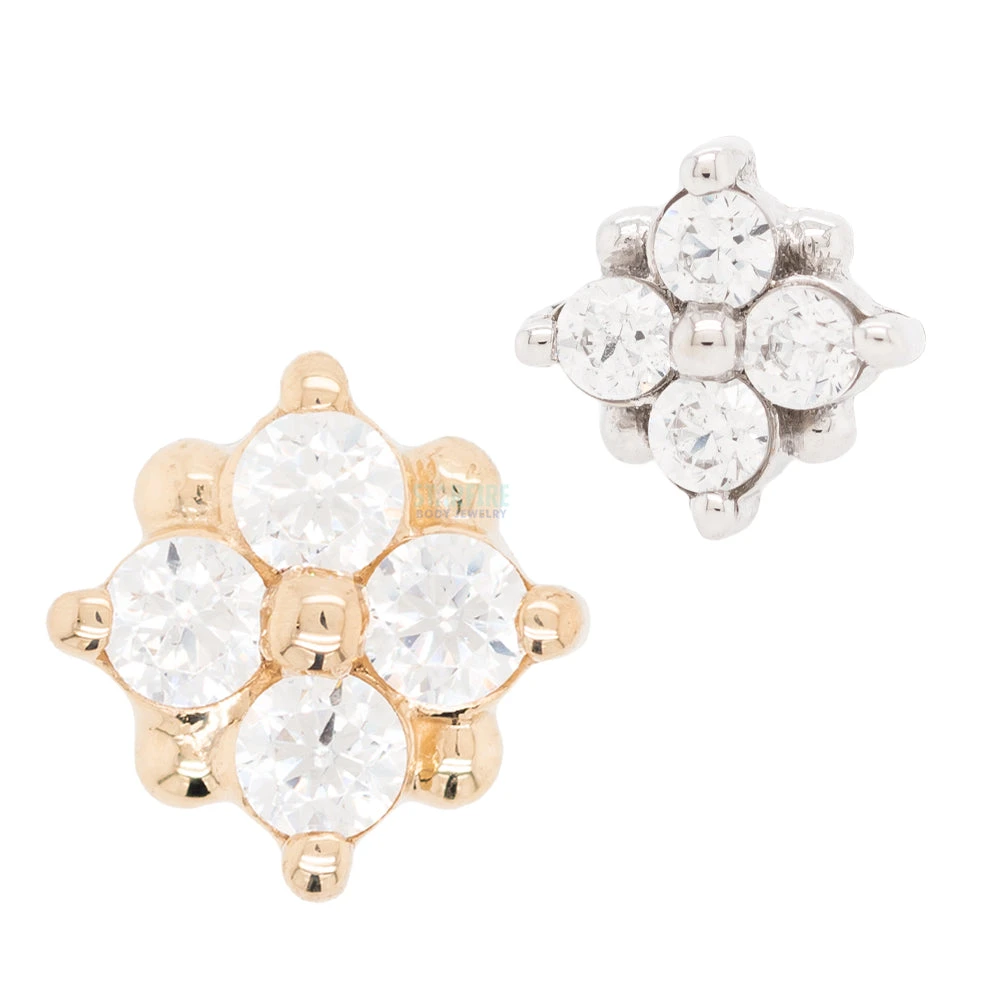 "Reema" Threaded End In Gold With White CZ's 1 "Reema" Threaded End In Gold With White CZ's