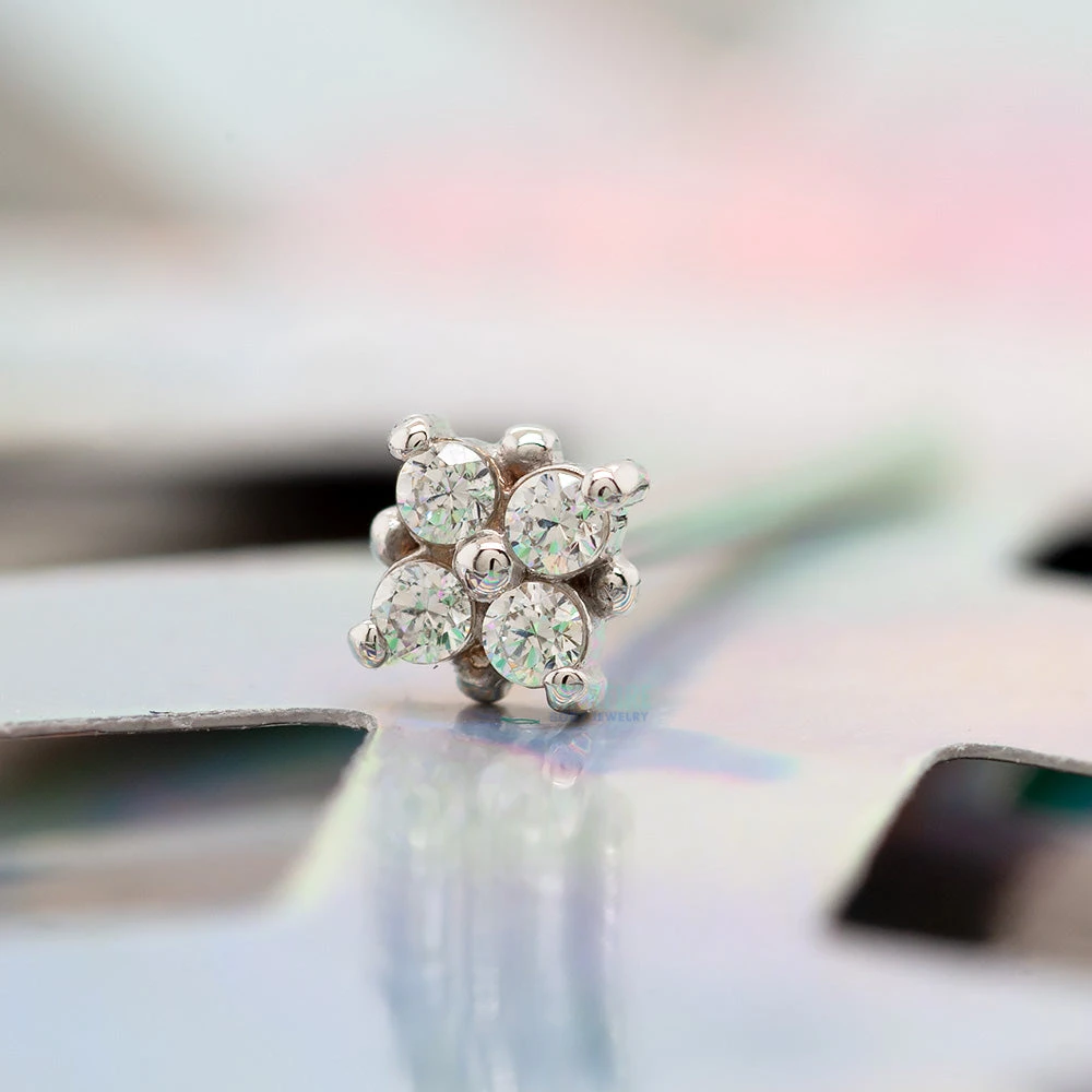 "Reema" Nostril Screw In Gold With White CZ's 2 "Reema" Nostril Screw In Gold With White CZ's - Image 2