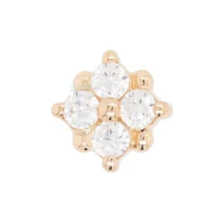 "Reema" Threaded End In Gold With White CZ's 8 "Reema" Threaded End In Gold With White CZ's -Body Vision Los Angeles 40261 BVLABodyVisionReemaThreadedEndinGoldwithWhiteCZ sSingle5.5mmYellowGold1