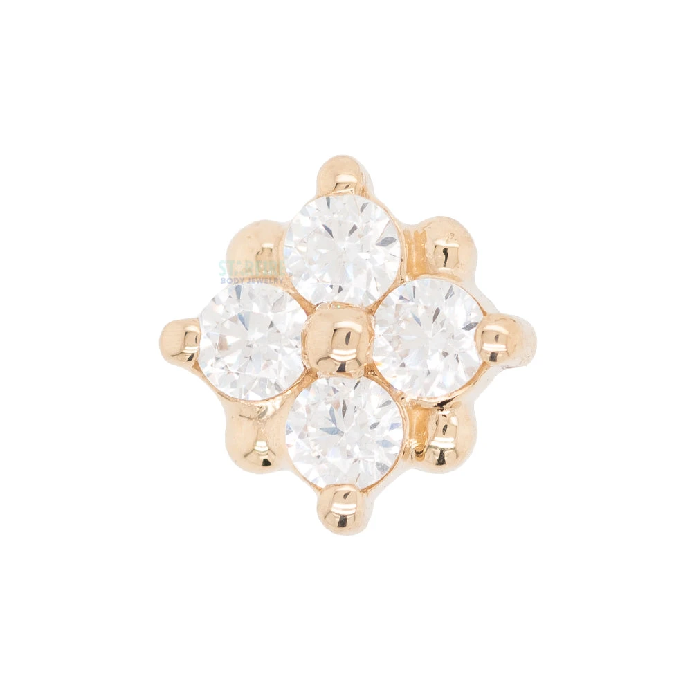 "Reema" Threaded End In Gold With White CZ's 3 "Reema" Threaded End In Gold With White CZ's - Image 3