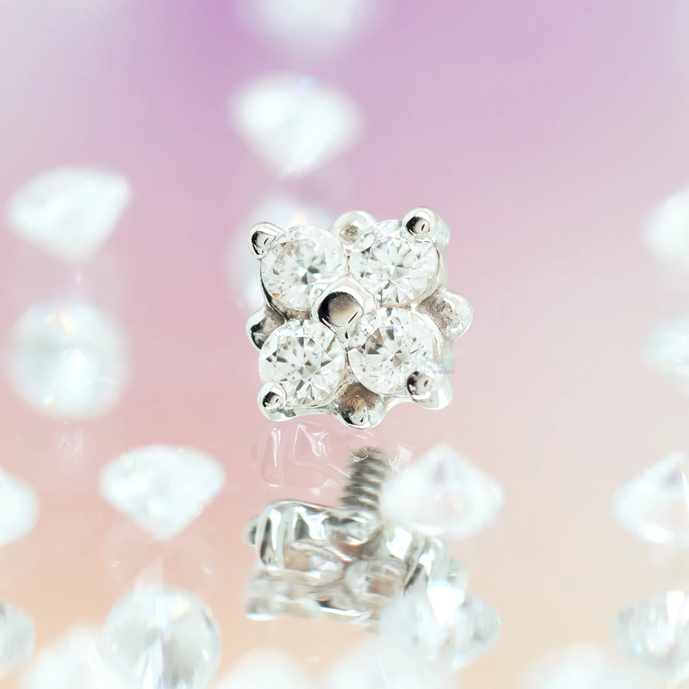 "Reema" Threaded End In Gold With White CZ's 2 "Reema" Threaded End In Gold With White CZ's - Image 2