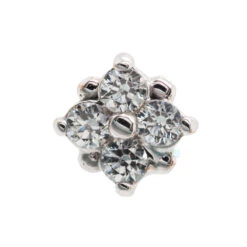 Threadless: "Reema" Pin In Gold With White CZ's -Body Vision Los Angeles 40261 BVLABodyVisionthreadlessReemaPininGoldwithWhiteCZ sSingle5.5mmWhiteGold2