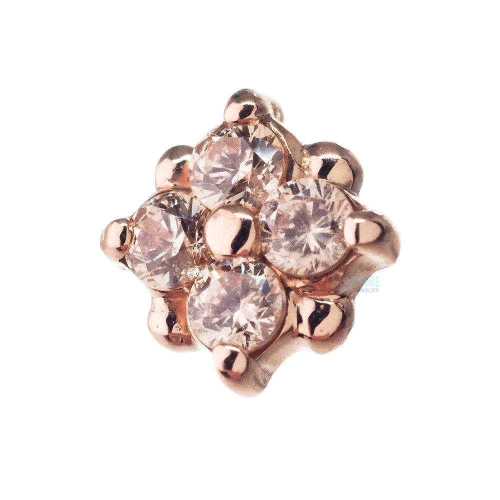 "Reema" Threaded End In Gold With Champagne CZ's 3 "Reema" Threaded End In Gold With Champagne CZ's - Image 3