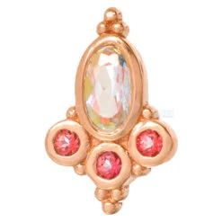 "Sarai Oval" Threaded End In Gold With Mercury Mist Topaz & Pink Topaz'