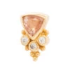 "Sarai Trillion" In Gold Threaded End With Oregon Sunstone & White CZ's