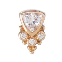 "Sarai Trillion" Threaded End In Gold With White CZ's -Body Vision Los Angeles 40262 BVLABodyVisionSaraiTrillionFlatbackinGoldwithWhiteCZ sSingleYellowGold2