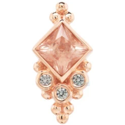 "Sarai Princess" Threaded End In Gold With Oregon Sunstone & Grey Sapphires -Body Vision Los Angeles 40262 BodyVision BVLASaraiPrincessThreadedEndinGoldwithOregonSunstone GreySapphireSingleRoseGold2