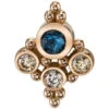 "Round Sarai" Threaded End In Gold With London Blue Topaz & Champagne Diamonds