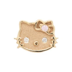Hello Kitty Threaded End In Gold With White & Pink CZ's -Body Vision Los Angeles 40265 BodyVision BVLAHelloKittyThreadedEndinGoldwithWhite PinkCZ sSingleYellowGold2