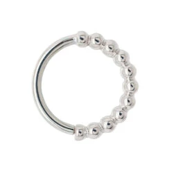 "Oaktier" Seam Ring In Gold -Body Vision Los Angeles 40281 BVLABodyVisionOaktierSeamRinginGoldSingleWhiteGoldLeftNostril1