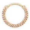 "Desiree" Tri Tone Braided Hinge Ring In Yellow, White & Rose Gold