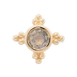 "Mini Kandy" Threaded End In Gold With Round Faceted Labradorite