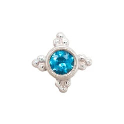 "Mini Kandy" Nostril Screw In Gold With Round London Blue Topaz -Body Vision Los Angeles 40285 BodyVision BVLAMiniKandyNostrilScrewinGoldwithRoundLondonBlueTopazSingleWhiteGold2