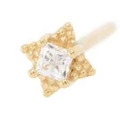 "Mini Kandy" Nostril Screw In Gold With Princess-Cut White CZ
