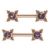 "Mini Kandy" Forward Facing Nipple Barbells In Gold With Copper Purple Turquoise