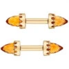 Crown Bullet Nipple Barbells In Gold With Faceted Citrine