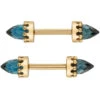 Crown Bullet Nipple Barbells In Gold With Faceted London Blue Topaz