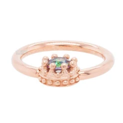 Crown Captive Bead Ring (CBR) In Gold With Mystic Topaz -Body Vision Los Angeles 40287 BodyVision BVLACrownCaptiveBeadRing CBR inGoldwithMysticTopazSingleRoseGold3.84
