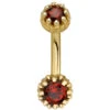 Crown Prong Navel Curve In Gold With Garnet
