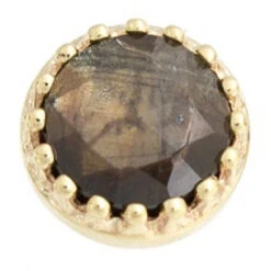 Crown Prong Threaded End In Gold With Rose Cut Zawadi Sapphire -Body Vision Los Angeles 40287 BodyVision BVLACrownProngThreadedEndinGoldwithRoseCutZawadiSapphireSingleYellowGold7mmVENDORPHOTO