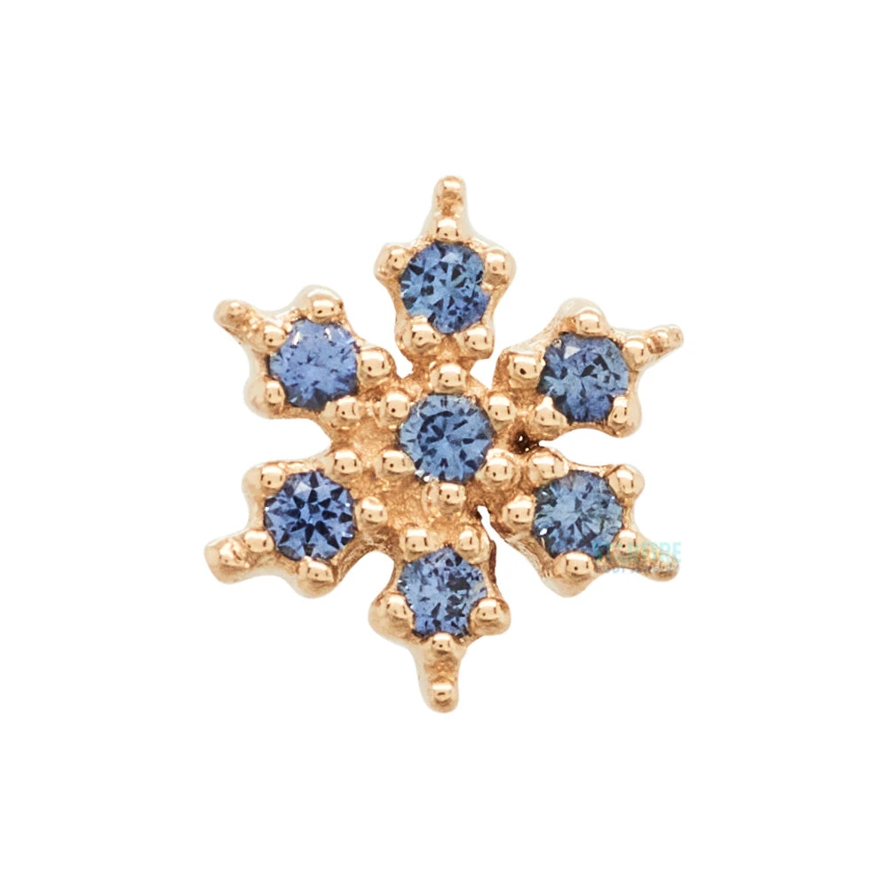 Micro Pave Snowflake Threaded End In Gold With Polar Sapphires - Image 4