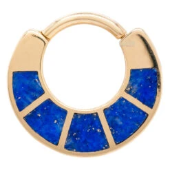 "Islay" Hinge Ring In Gold With Inlayed Lapis
