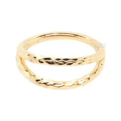 Illusion Hammered Finish Seam Ring In Gold -Body Vision Los Angeles 40299 BVLABodyVisionIllusionHammeredSeamRinginGoldSingle2