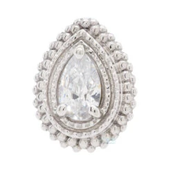 Afghan Pear Threaded End In Gold With White CZ