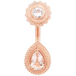 "Robyn" Afghan Pear Navel J Curve In Gold With Morganite 5 "Robyn" Afghan Pear Navel J Curve In Gold With Morganite -Body Vision Los Angeles 40358 BVLABodyVisionRobynAfghanPearNavelJCurveinGoldwithMorganiteSingleRoseGold1 b4f705eb 21fc 471c bbcf 871077b2f1e8