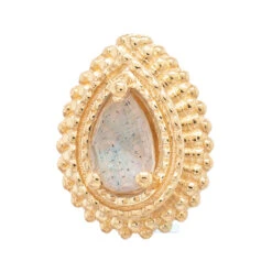 Afghan Pear Threaded End In Gold With Rose Cut Labradorite