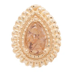 Afghan Pear Threaded End In Gold With Rutilated Quartz -Body Vision Los Angeles 40358 BodyVision BVLAAfghanPearThreadedEndinGoldwithRutilatedQuartzSingleYellowGold2 cecb75b7 16e3 4744 b05e 554e67d1080b