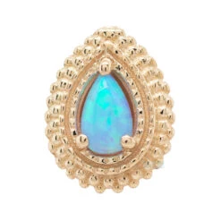 Afghan Pear Threaded End In Gold With Sky Blue Opal -Body Vision Los Angeles 40358 BodyVision BVLAAfghanPearThreadedEndinGoldwithSkyBlueOpalSingleYellowGold8mmx6mm2