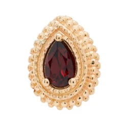 Afghan Pear Threaded End In Gold With Garnet