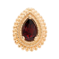 Afghan Pear Threaded End In Gold With Garnet -Body Vision Los Angeles 40358 BodyVisionBVLAAfghanPearThreadedEndinGoldwithGenuineGarnetSingleMiniYellowGold2