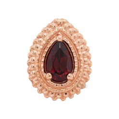 Afghan Pear Threaded End In Gold With Garnet -Body Vision Los Angeles 40358 BodyVisionBVLAAfghanPearThreadedEndinGoldwithGenuineGarnetSingleTinyRoseGold2