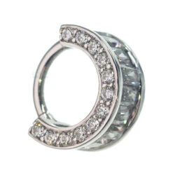 "Searchlight" Hinge Ring In Gold With White CZ's