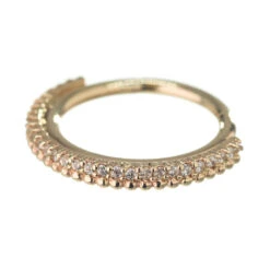 "Aria" Hinge Ring In Gold With White CZ's & Bead Accents