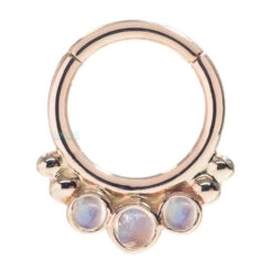"Barra" Hinge Ring In Gold With Rainbow Moonstone 7 "Barra" Hinge Ring In Gold With Rainbow Moonstone -Body Vision Los Angeles 40366 BVLABodyVisionBarraHingeRinginGoldwithRainbowMoonstoneSingleRoseGold1