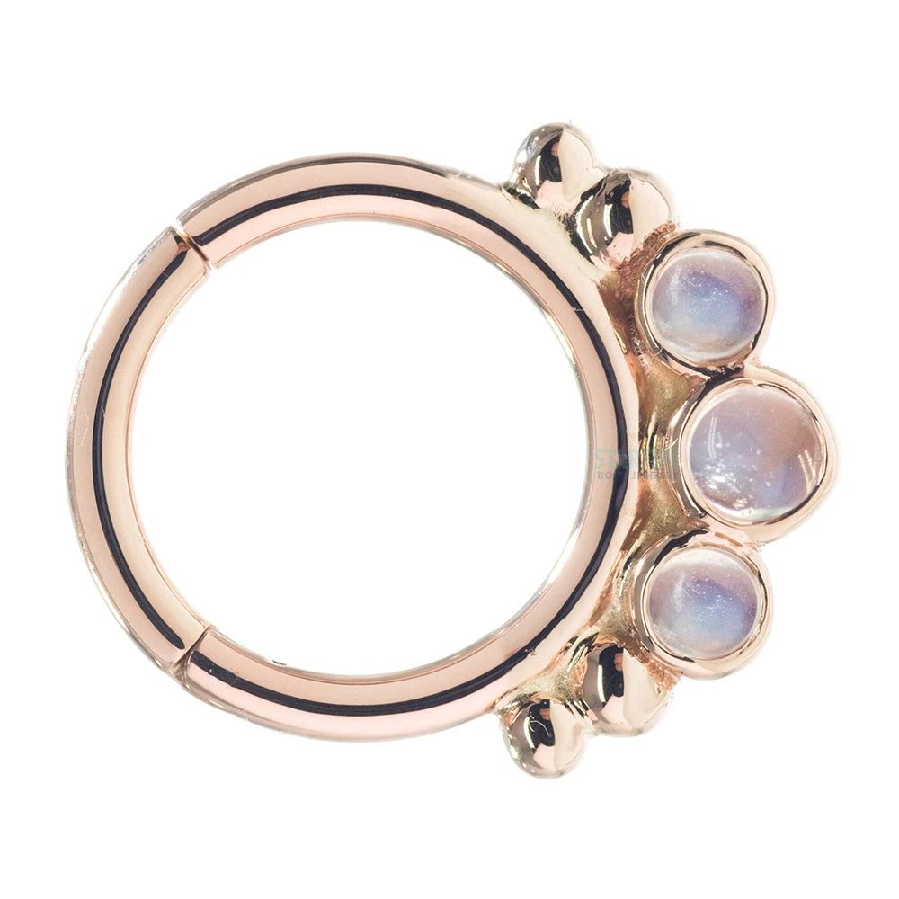 "Barra" Hinge Ring In Gold With Rainbow Moonstone 2 "Barra" Hinge Ring In Gold With Rainbow Moonstone - Image 2
