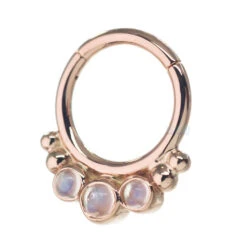 "Barra" Hinge Ring In Gold With Rainbow Moonstone