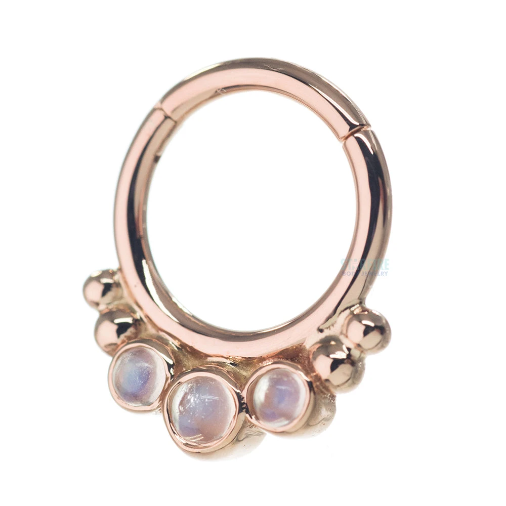 "Barra" Hinge Ring In Gold With Rainbow Moonstone 1 "Barra" Hinge Ring In Gold With Rainbow Moonstone