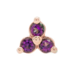 Tri Prong Cluster Threaded End In Gold With Mystic Topaz' -Body Vision Los Angeles 40369 BVLABodyVisionTriProngClusterThreadedEndinGoldwithMysticTopazSingle2mmRoseGold2