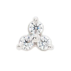 Tri Prong Cluster Threaded End In Gold With White CZ's -Body Vision Los Angeles 40369 BVLABodyVisionTriProngClusterThreadedEndinGoldwithWhiteCZ sSingle2mmWhiteGold2