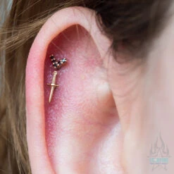 "Slasher Dagger" Threaded End In Gold -Body Vision Los Angeles 40372 BVLABodyVisionSlasherDaggerThreadedEndinGoldAsWorn1