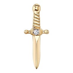 Threadless: "Slasher Dagger" Pin In Gold With White CZ