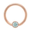Captive Bead Ring (CBR) In Gold With Bezel-set Cyan CZ Captive Bead